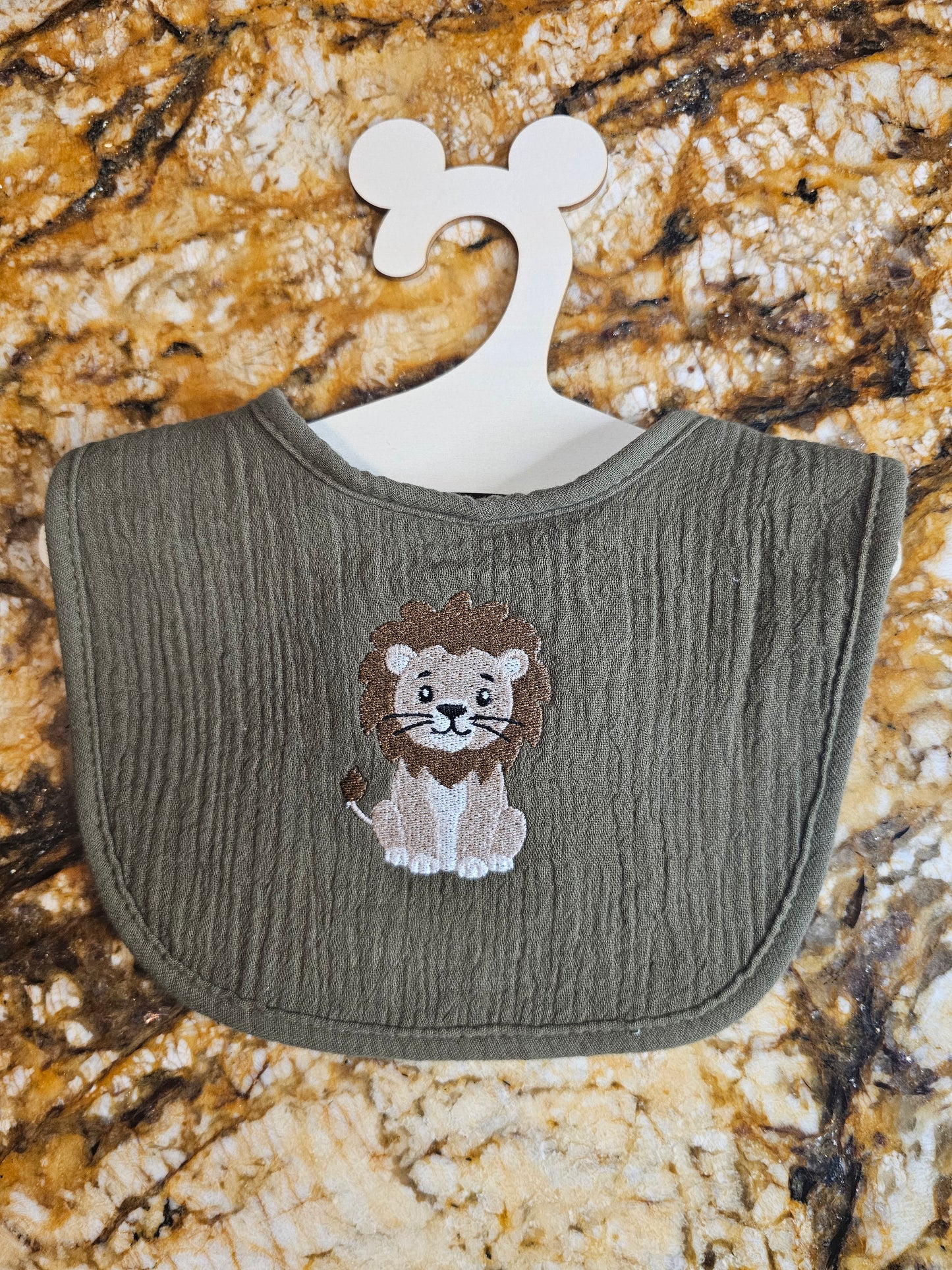 Little Lion Embroidered Baby Bib | New Born Baby Gift | Baby Shower Gift