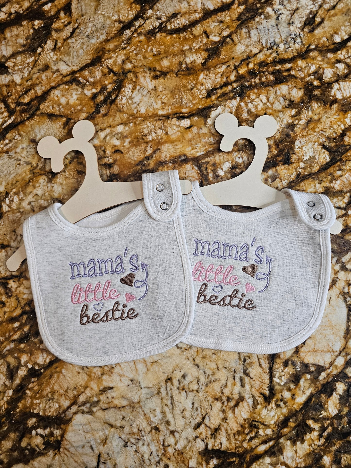 Mama's Bestie Embroidered Baby Bib | New Born Baby Gift | Baby Shower Gift