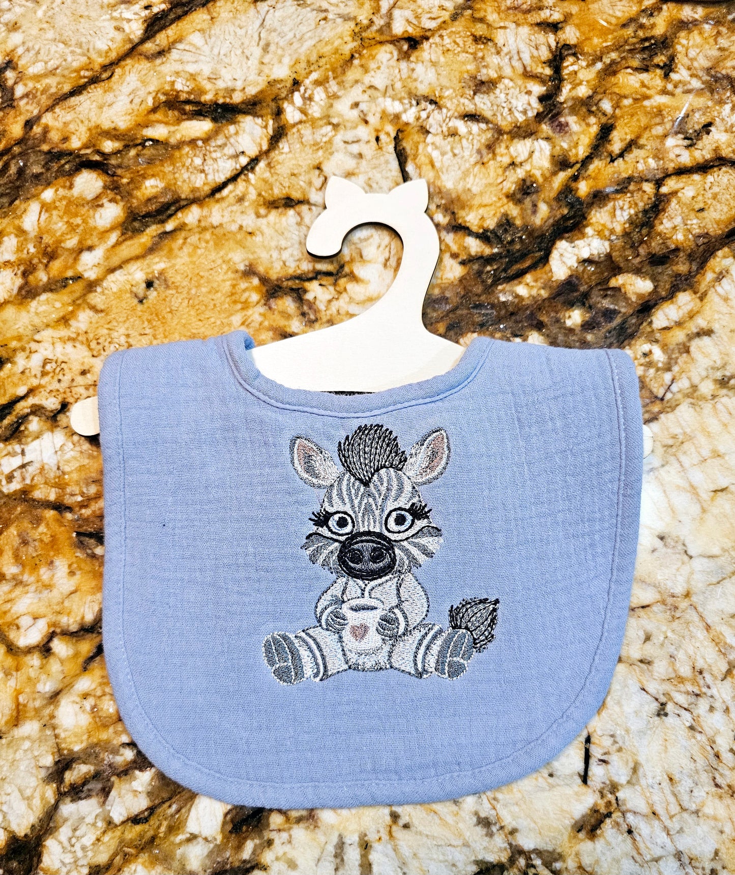 Baby Zebra Embroidered Baby Bib | New Born Baby Gift | Baby Shower Gift