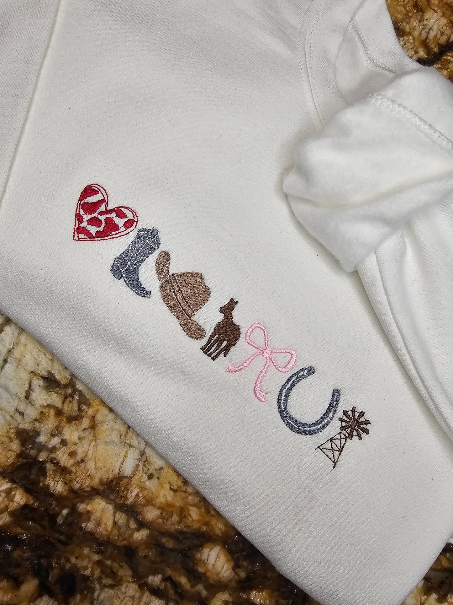 My Favorite Things Embroidered Sweatshirt - Hearts & Horses