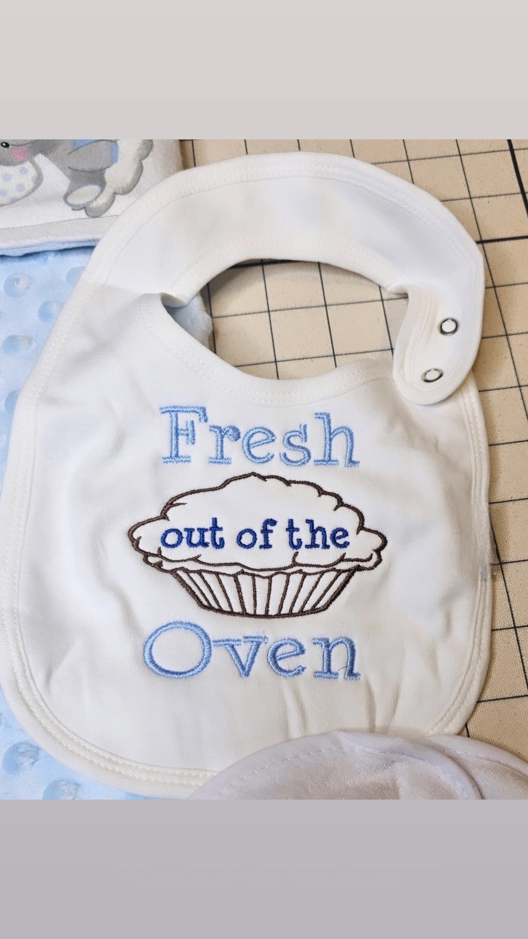 Fresh Out Embroidered Baby Bib | New Born Baby Gift | Baby Shower Gift