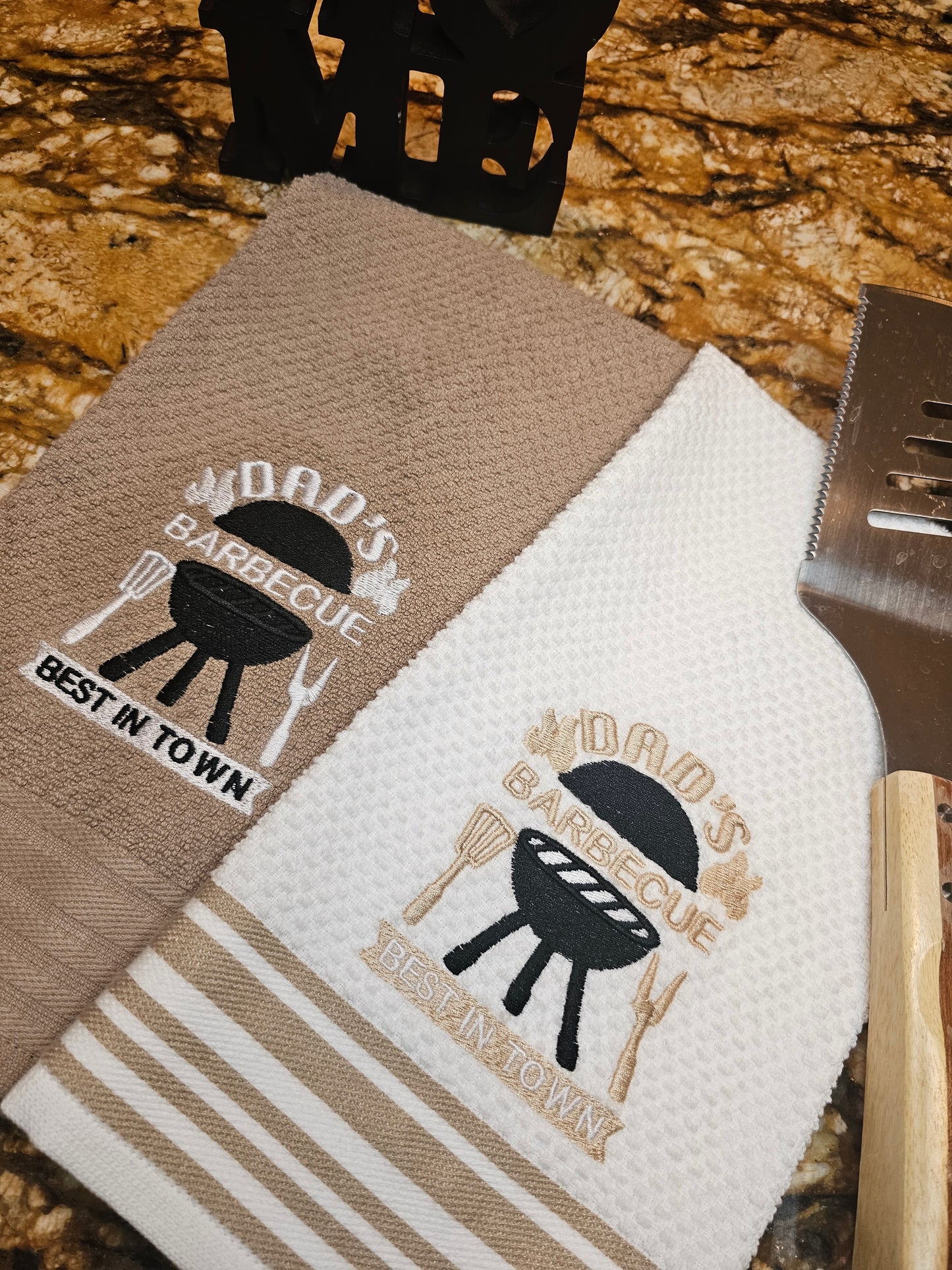 Embroidered Dad's BBQ Kitchen Towel