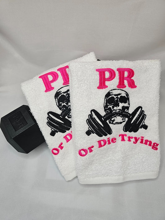 Embroidered Gym Hand Towel Workout Fitness - Gym Sweat Towel Gift - PR Skull