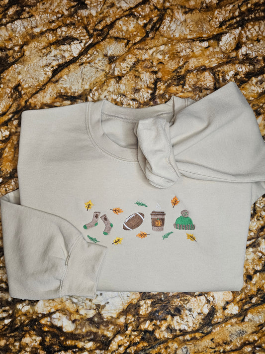 My Favorite Things Embroidered Sweatshirt - Fall & Football