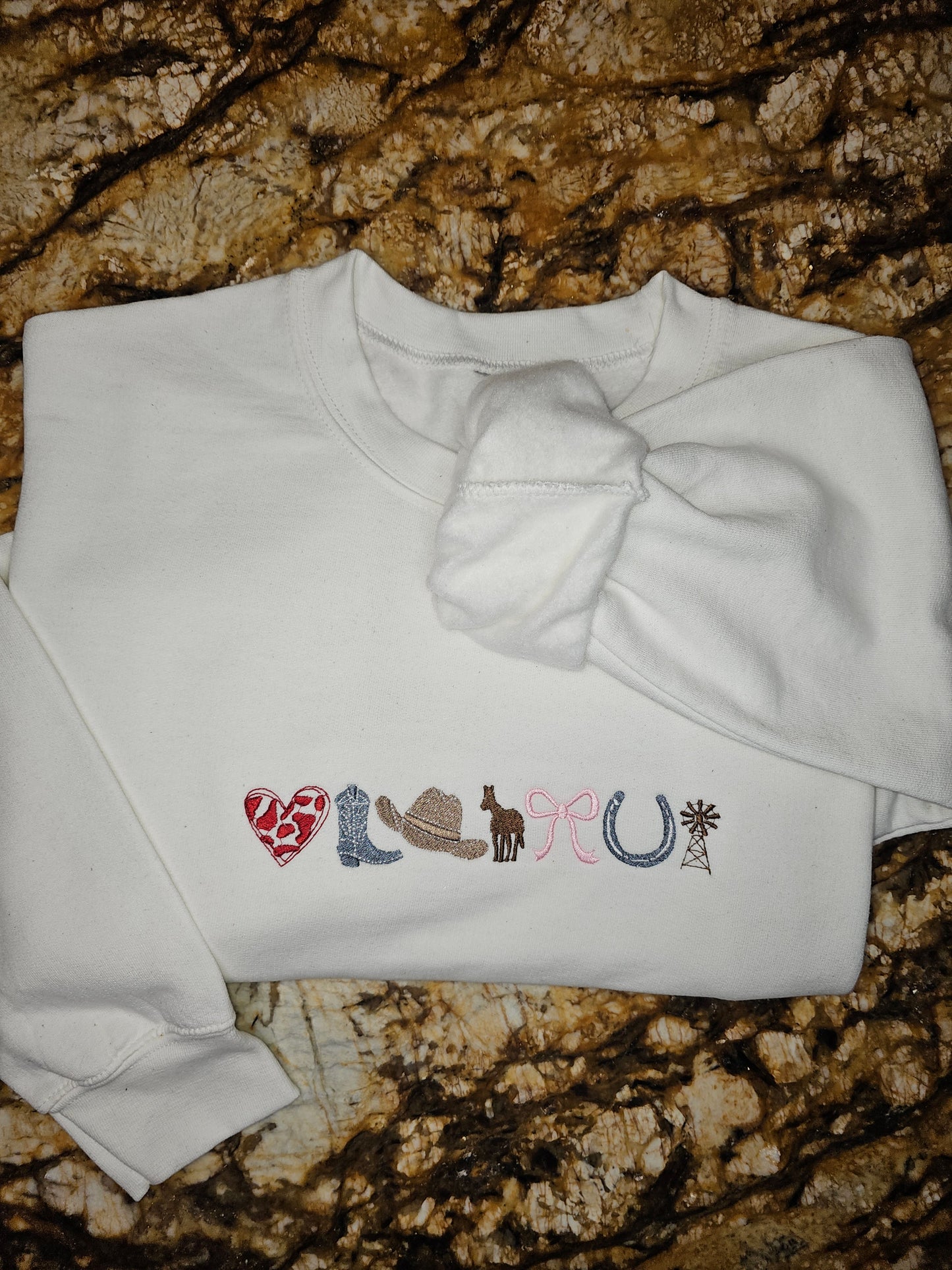 My Favorite Things Embroidered Sweatshirt - Hearts & Horses