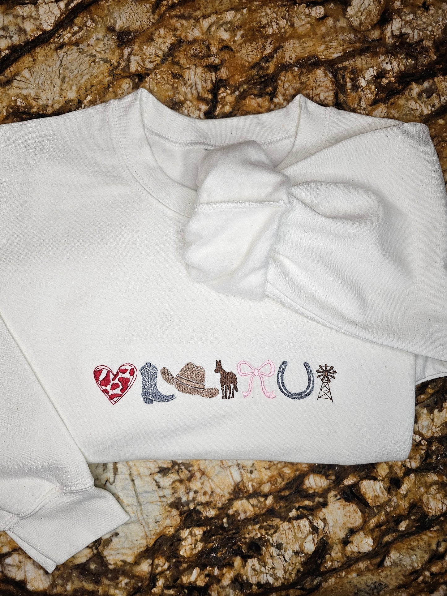 My Favorite Things Embroidered Sweatshirt - Hearts & Horses