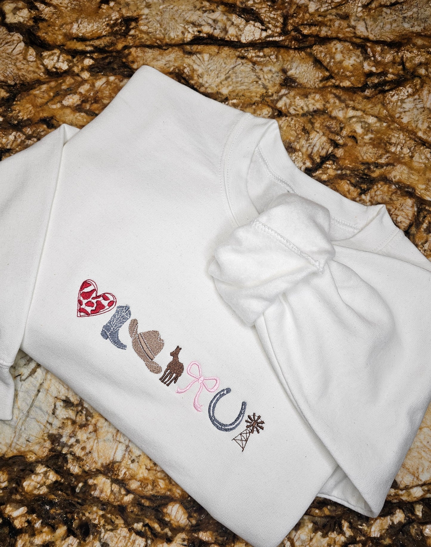 My Favorite Things Embroidered Sweatshirt - Hearts & Horses