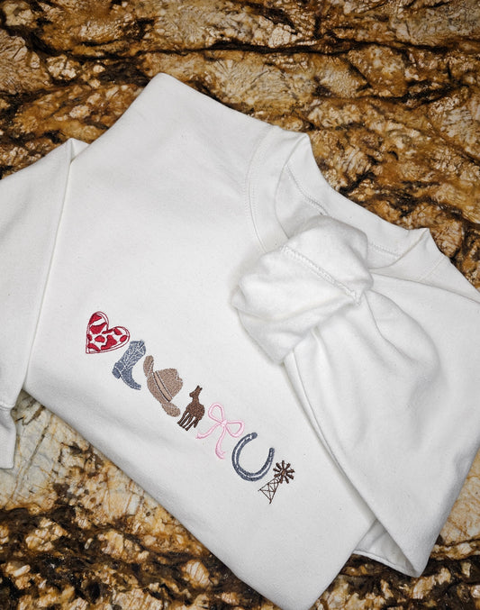 My Favorite Things Embroidered Sweatshirt - Hearts & Horses
