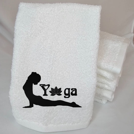 Embroidered Yoga Sweat Towel - Workout Fitness - Gym Hand Towel Gift - Yoga Cobra Pose