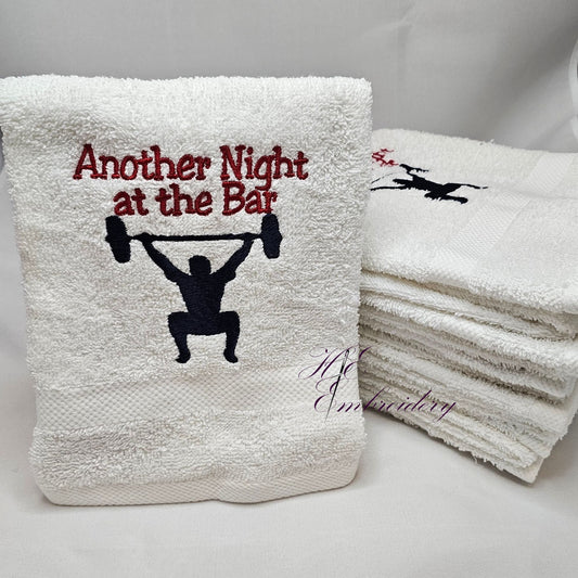 Embroidered Gym Hand Towel Workout Fitness - Gym Sweat Towel Gift - Another Night at the Bar