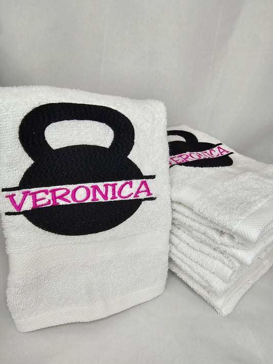 Embroidered Gym Hand Towel Workout Fitness - Gym Sweat Towel Gift - Personalized Kettle Bell