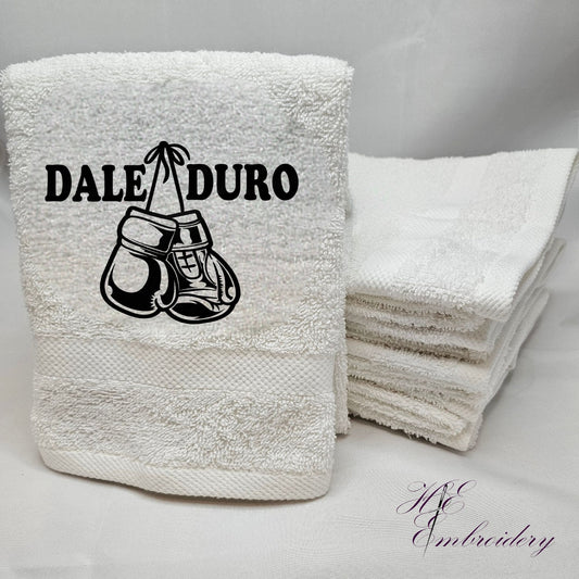 Embroidered Gym Hand Towel Workout Fitness - Gym Sweat Towel Gift - Dale Duro Boxing Gloves